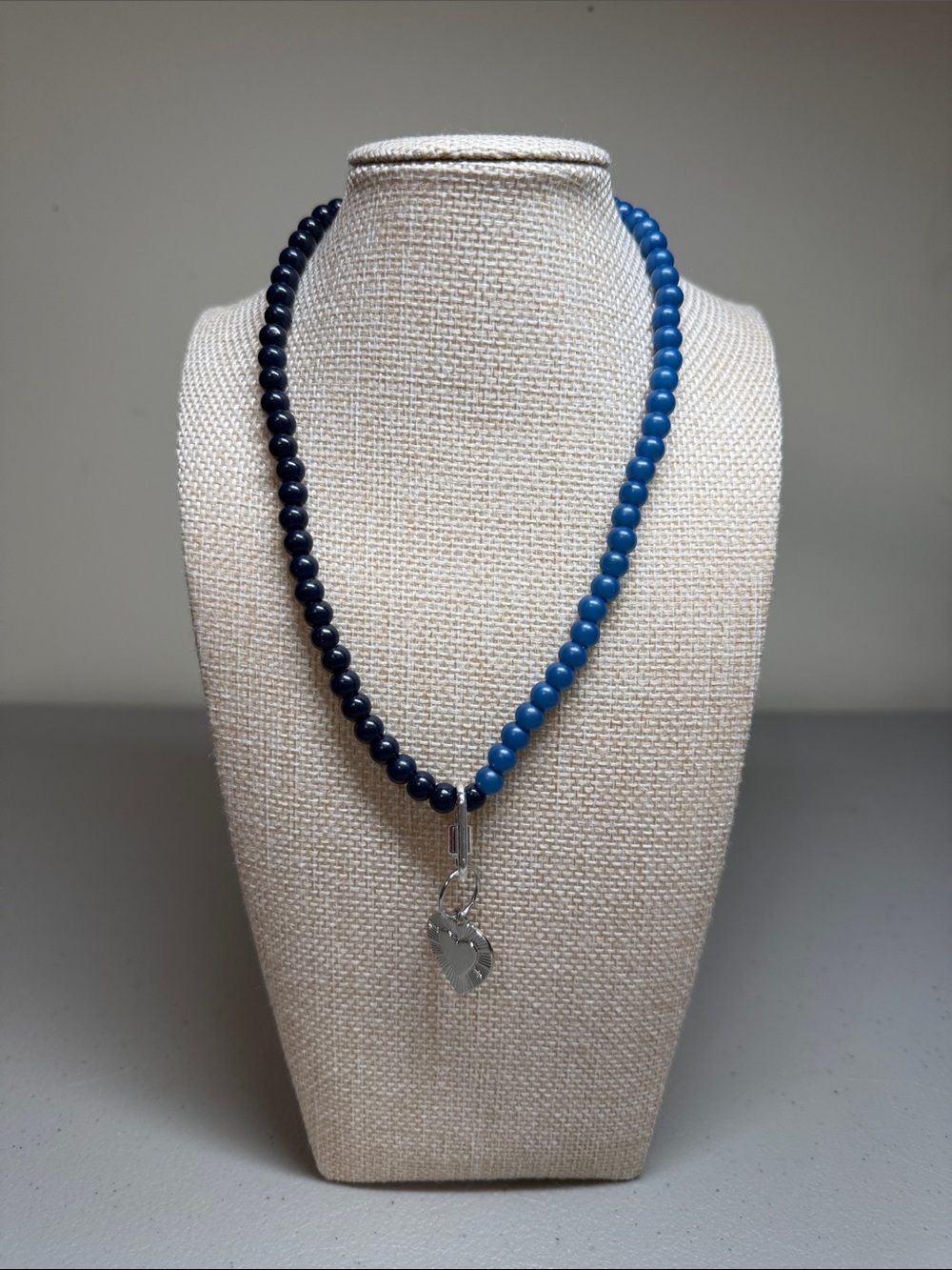 Blue Ombre Beaded Pendant Necklace - Unbranded